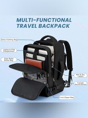 Travel Backpack - Women/Men Black Commuter Backpack or Gym bag NWOT